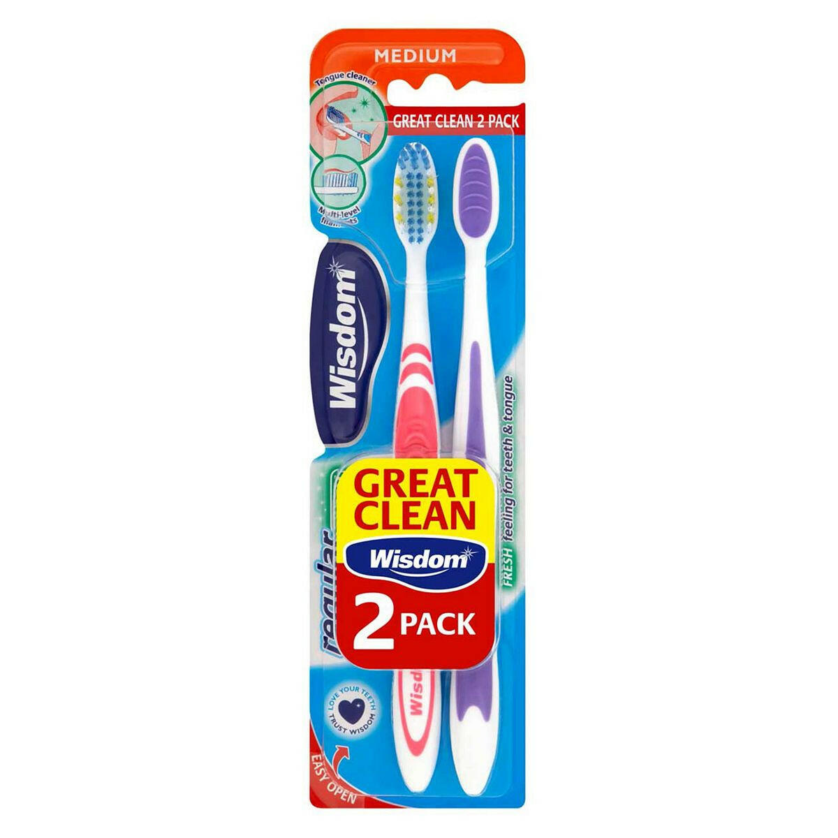 Wisdom Regular Medium Toothbrush Twin Pack GOODS Boots