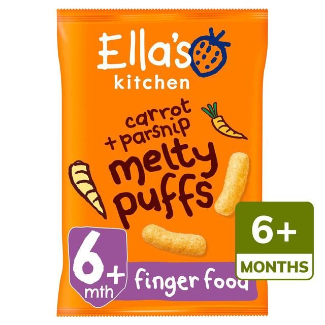 Ella's Kitchen Carrot & Parsnip Melty Puffs Baby Snack 6+ Months 20g