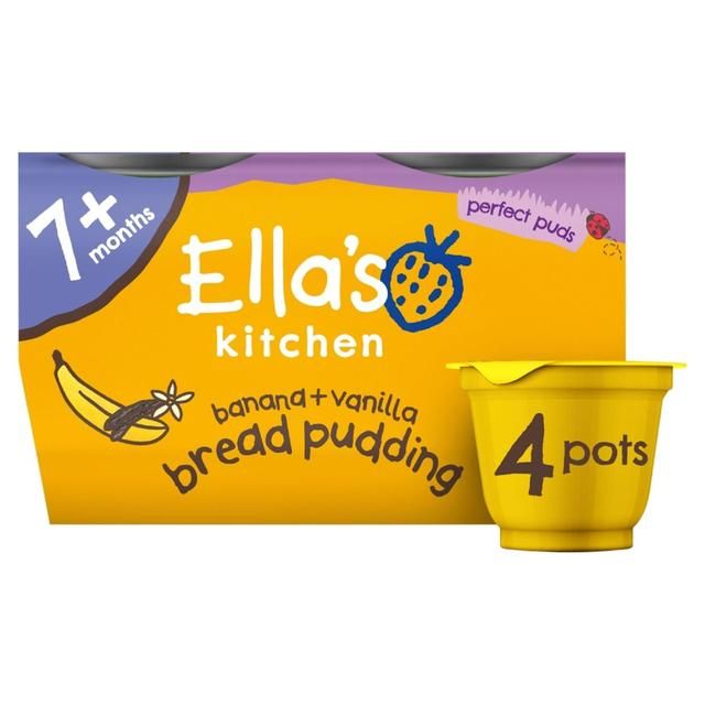 Ella's Kitchen Organic Banana Bread Pudding Baby Dessert Pot 7m+ 4 x 80g