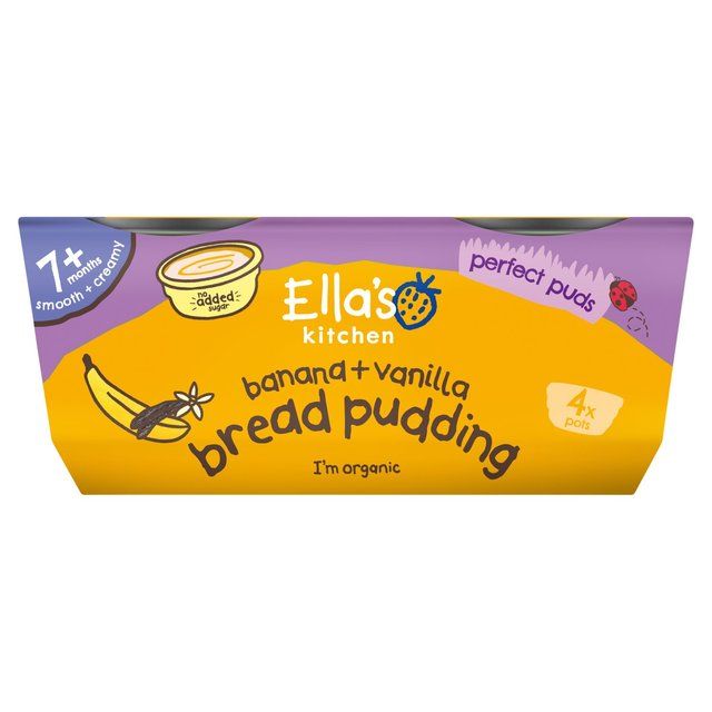 Ella's Kitchen Organic Banana Bread Pudding Baby Dessert Pot 7m+ 4 x 80g