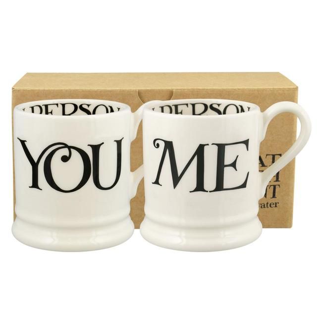 Emma Bridgewater Black Toast You & Me 1/2 Pint Mugs Boxed 2 per pack