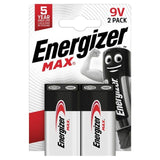 Energizer Max 9V Batteries Alkaline 2 per pack