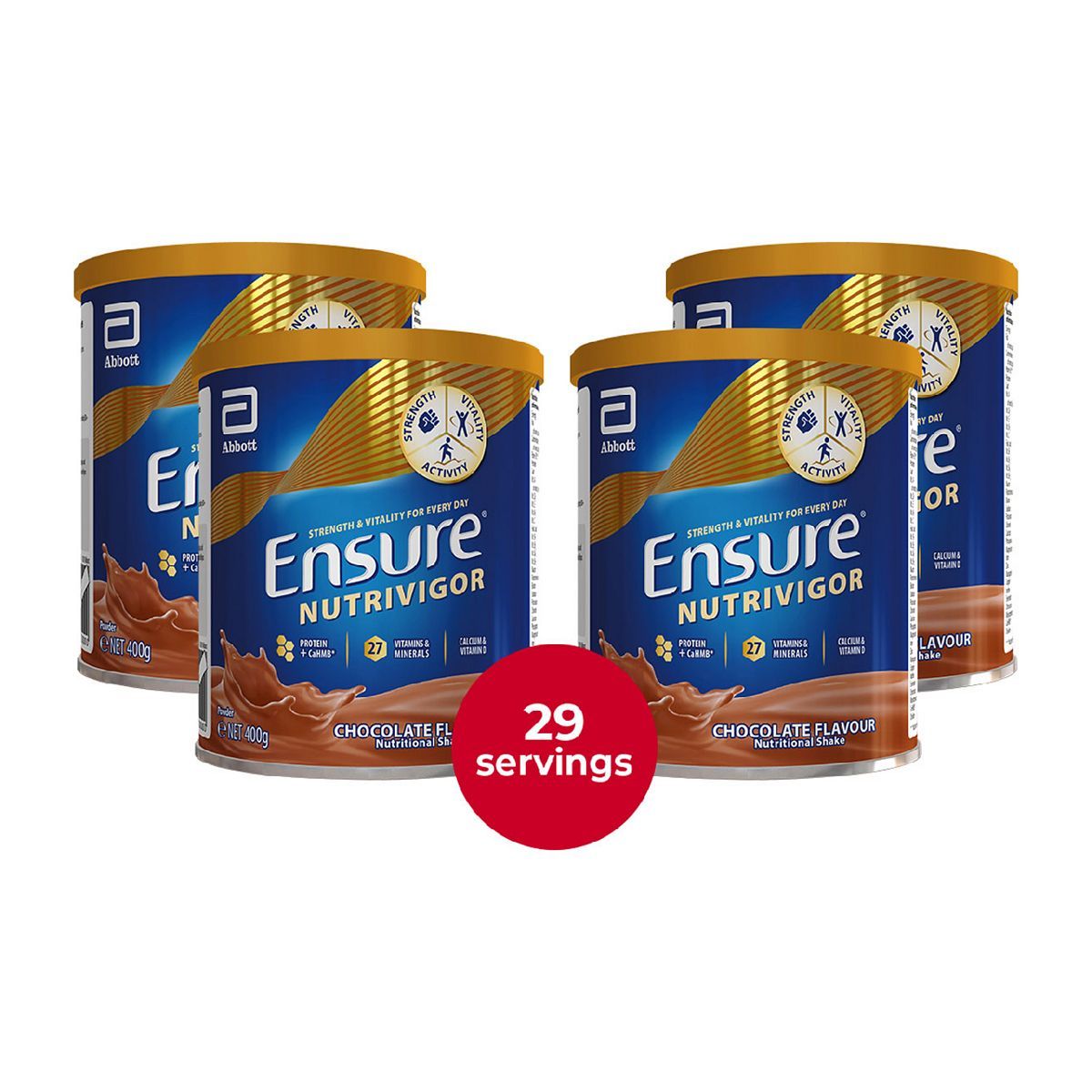 Ensure NutriVigor Shake Chocolate Flavour Bundle- 400g x 4