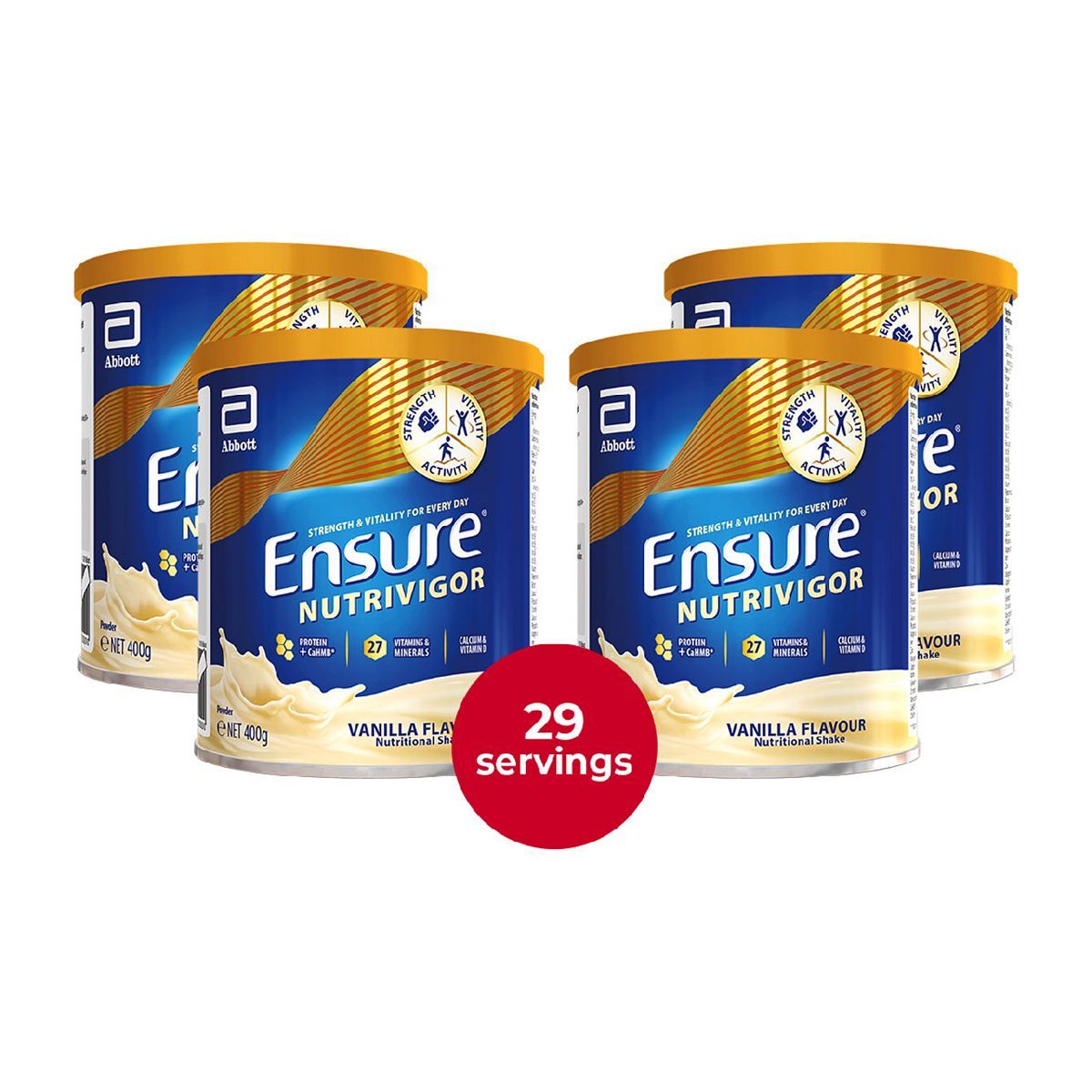Ensure NutriVigor Shake Vanilla Flavour Bundle- 400g x 4