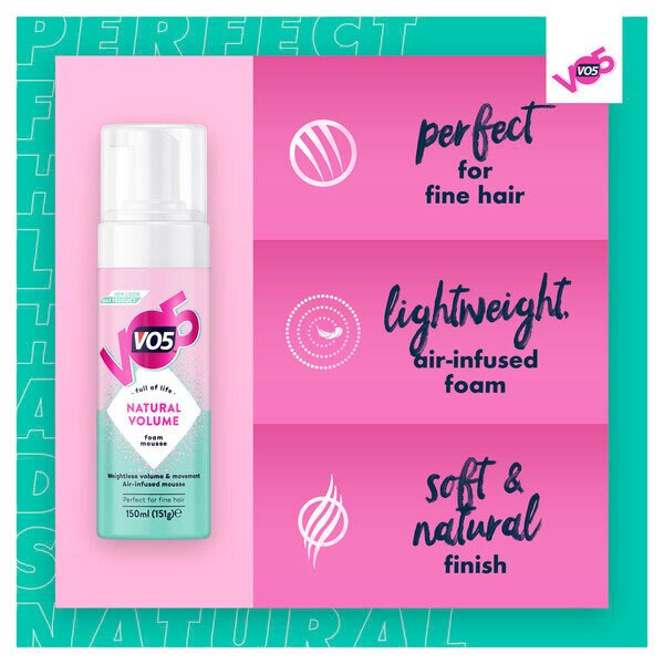 VO5 Natural Volume Foam Mousse 250ml GOODS Superdrug