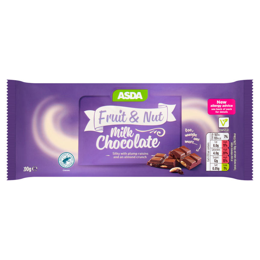 ASDA Fruit & Nut Milk Chocolate 200g - McGrocer