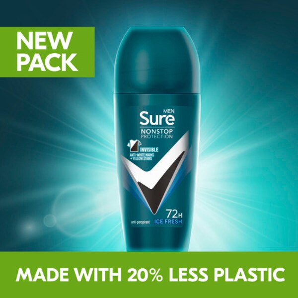 Sure Men Antiperspirant Deo Roll On Nonstop Invis Ice 50ml GOODS Superdrug