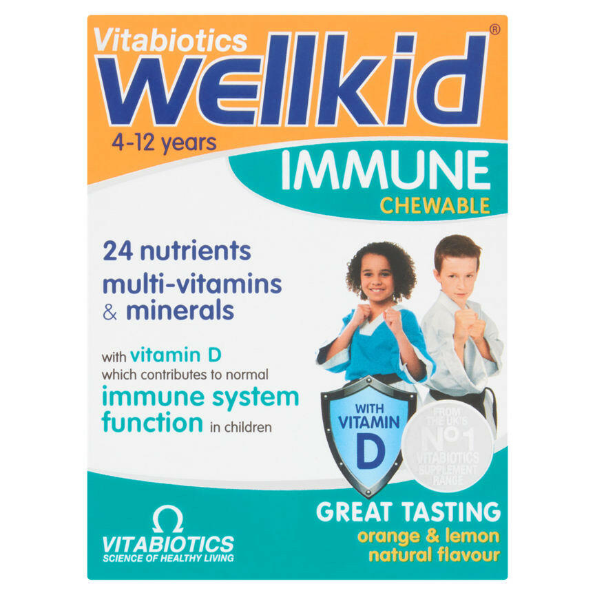 Vitabiotics WellKid Immune Chewable Natural Orange & Lemon Flavour 4-12 Years GOODS ASDA