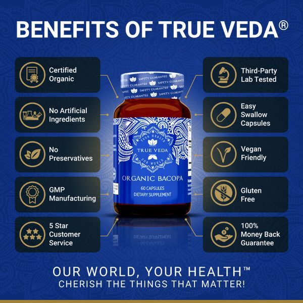 True Veda | Organic Bacopa Brahmi | 20:1 Extract | 60 Caps GOODS Superdrug