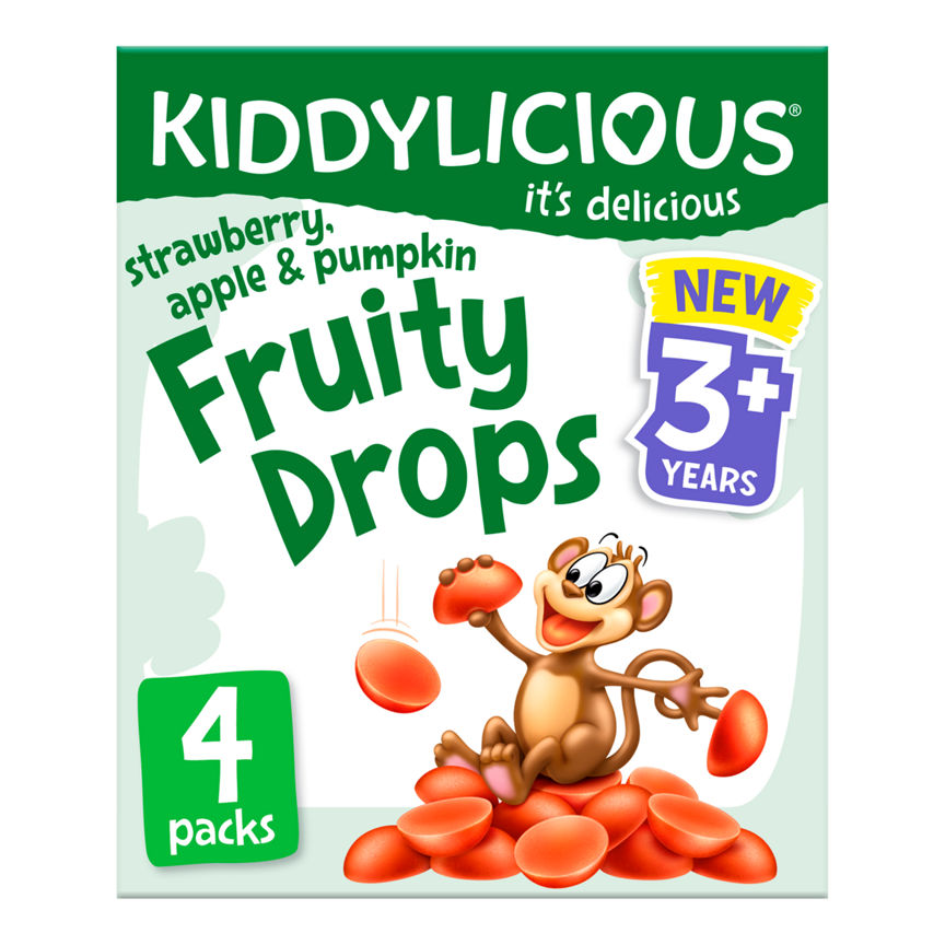 Kiddylicious Strawberry, Apple & Pumpkin Fruity Drops S 3+ Years - McGrocer