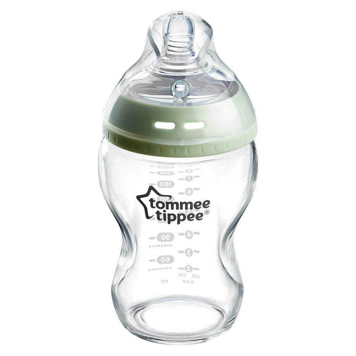 Tommee Tippee Closer to Nature Glass Baby Bottle, Slow Flow Breast-Like Teat with Anti-Colic Valve, 250ml, Pack of 1 GOODS Boots