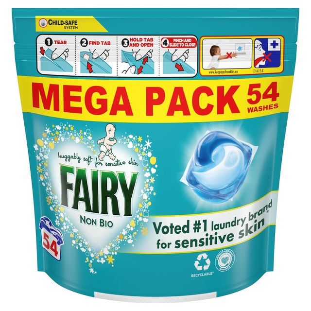 Fairy Non Bio Pods Washing Capsules Sensitive Skin 54 per pack