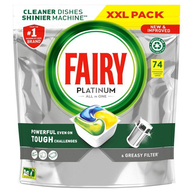Fairy Platinum All in One Lemon Dishwasher Tablets 74 per pack
