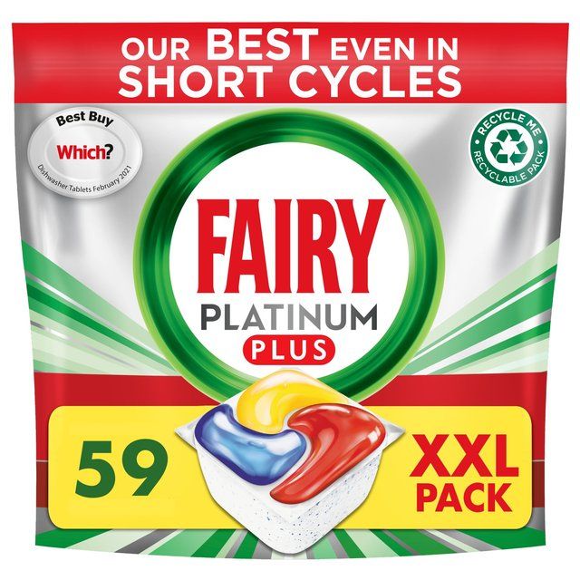 Fairy Platinum Plus Lemon Dishwasher Tablets 59 per pack