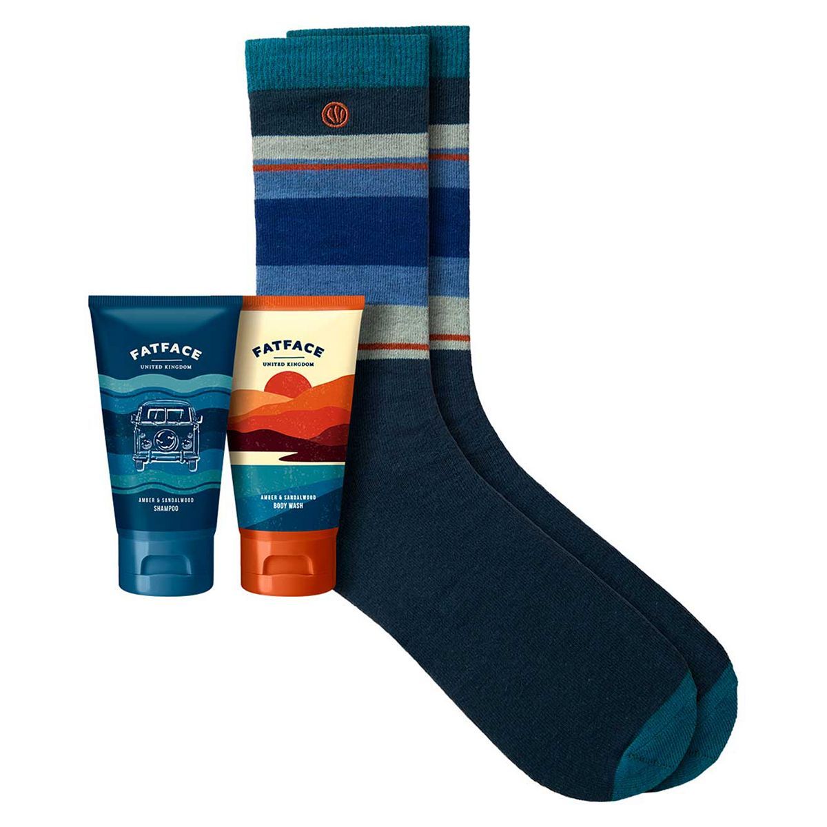 FatFace Leave The Roads, Take The Trails Body Wash, Shampoo & Socks Gift Set