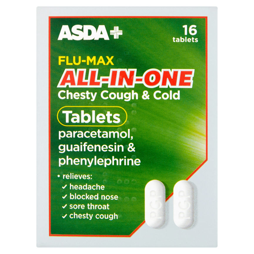 ASDA Flu-Max All-in-One Chesty Cough & Cold Tablets 16 Tablets - McGrocer