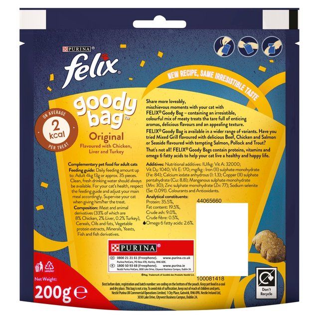 Felix Goody Bag Original Chicken Liver and Turkey Cat Treats 200g