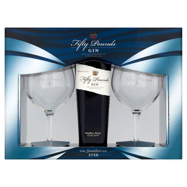 Fifty Pounds Gin Two Glass Gift Set 70cl