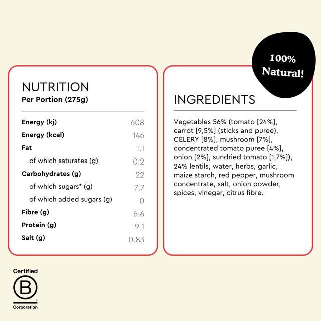 Fiid Sundried Tomato & Lentil Ragu 275g