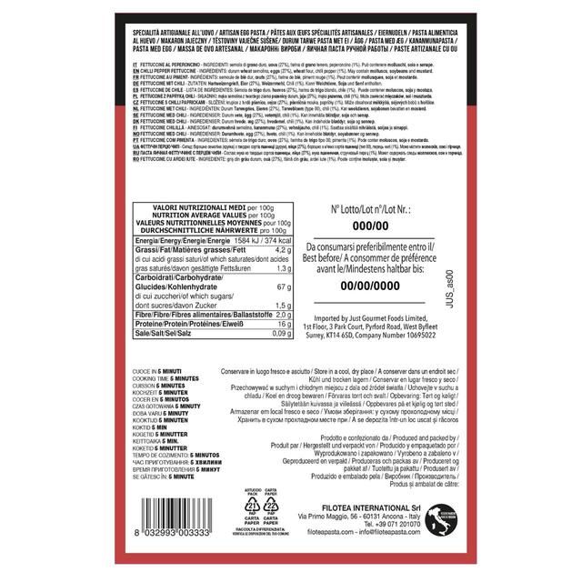 Filotea Chilli Pepper Fettuccine Artisan Egg Pasta 250g