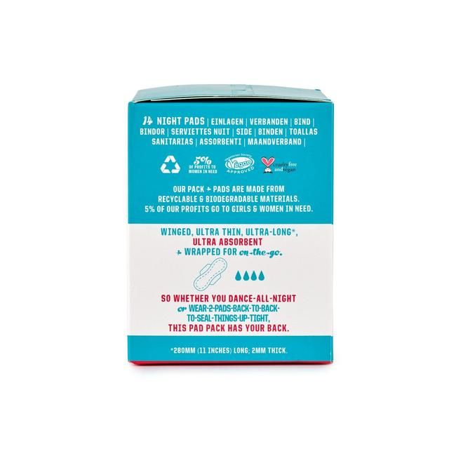 FLO Bamboo Sanitary Night Pads Winged & Ultra Thin    14 per pack