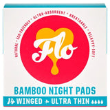 FLO Bamboo Sanitary Night Pads Winged & Ultra Thin    14 per pack