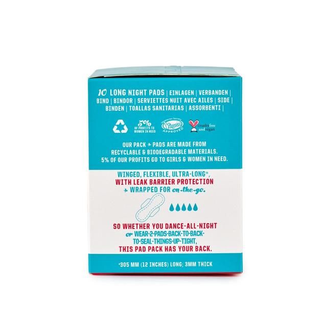 FLO Sanitary Bamboo Pads Winged & Ultra-Long   10 per pack