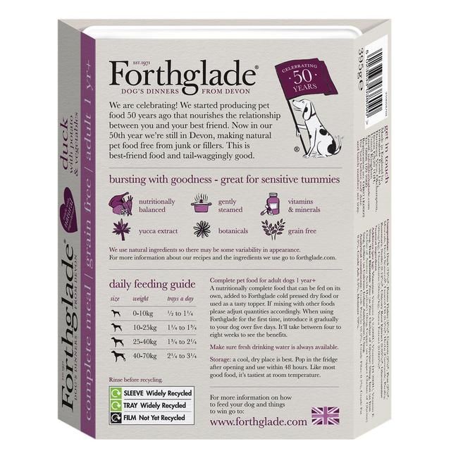 Forthglade Complete Adult Duck Potato & Veg Grain Free 395g