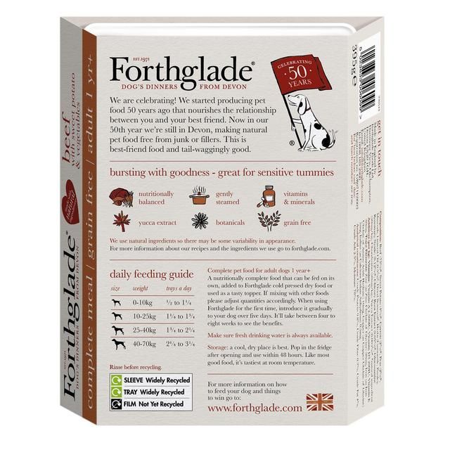 Forthglade complete adult grain free Beef with sweet potato & veg 395g