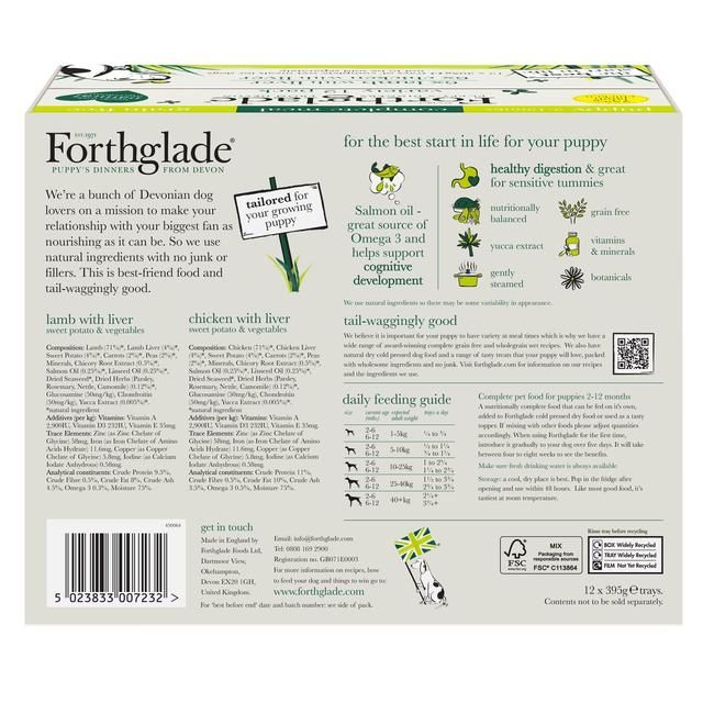 Forthglade Complete Puppy Grain Free Variety Lamb & Chicken   12 x 395g
