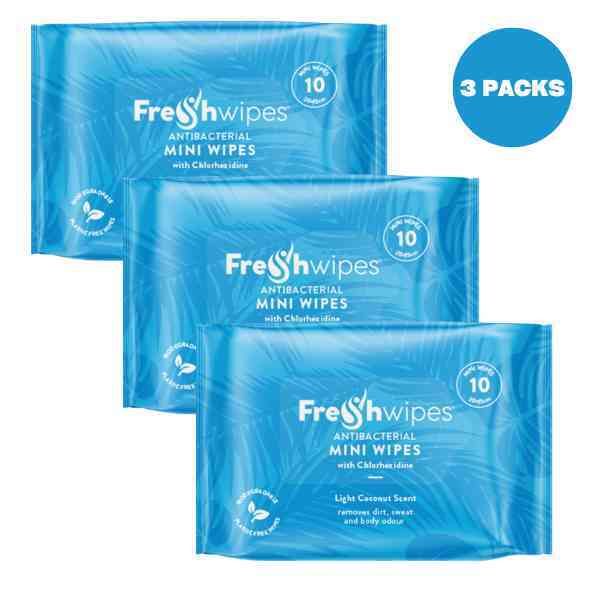 FreshWipes Mini Biodegradable Travel Wipes (bundle of 3)