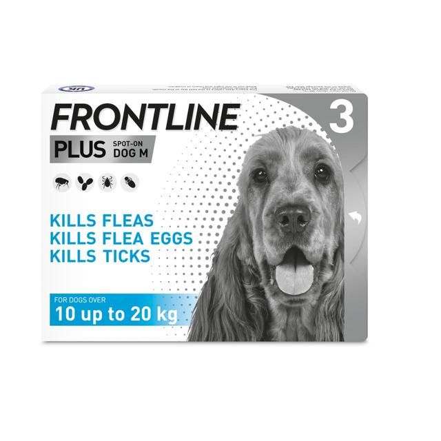 FRONTLINE Plus Flea & Tick Treatment Medium Dog 10-20kg 3 per pack