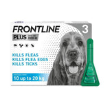 FRONTLINE Plus Flea & Tick Treatment Medium Dog 10-20kg 3 per pack