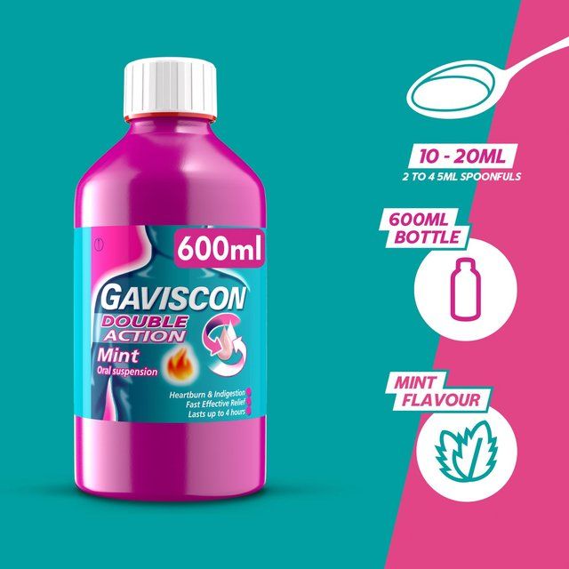 Gaviscon Double Action Liquid Heartburn Indigestion Mint 600ml