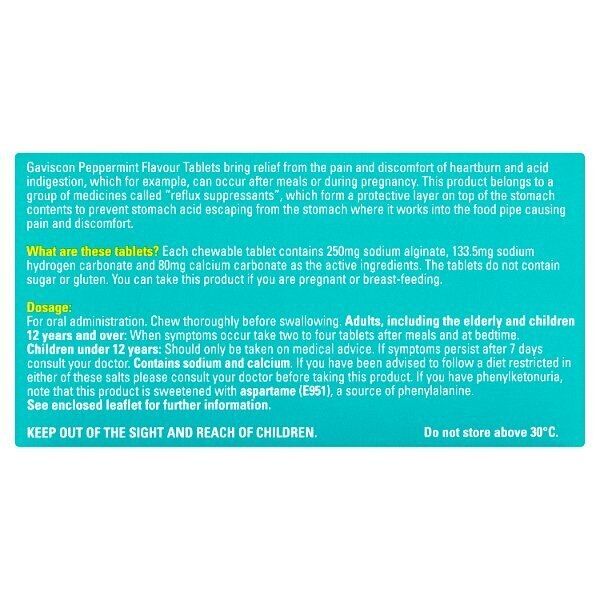 Gaviscon Tablets Heartburn & Indigestion Peppermint 48s