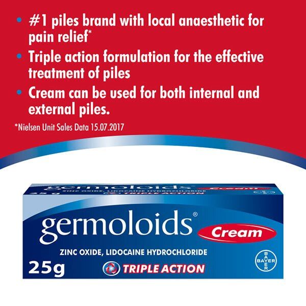 Germoloids Triple Action Haemorrhoids & Piles Cream 25g