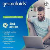 Germoloids Triple Action Haemorrhoids & Piles Suppositories Tablets 24 per pack