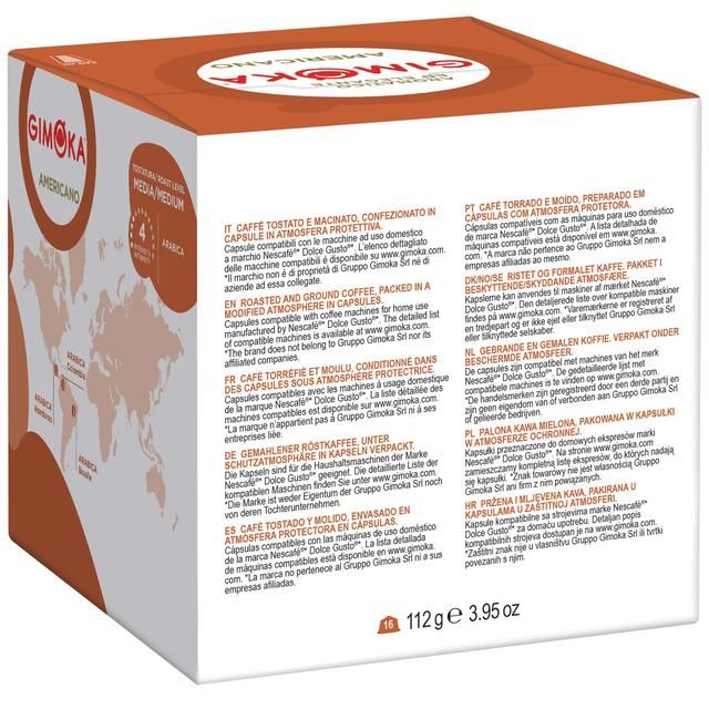 Gimoka Dolce Gusto Pods Americano 16 per pack