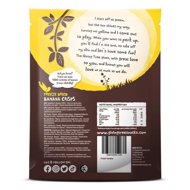 Giving Tree Freeze Dried Banana Crisps 38g