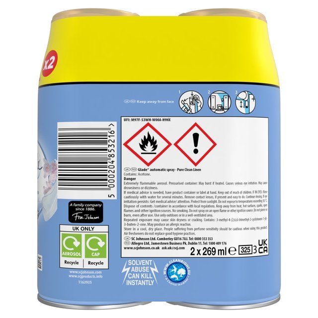 Glade Autospray Twin Refill Clean Linen Air Freshener 2 x 269ml