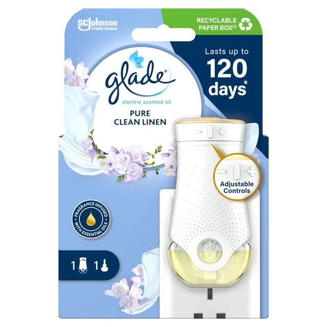 Glade Plug In Holder & Refill Electric Scented Oil Clean Linen 20ml