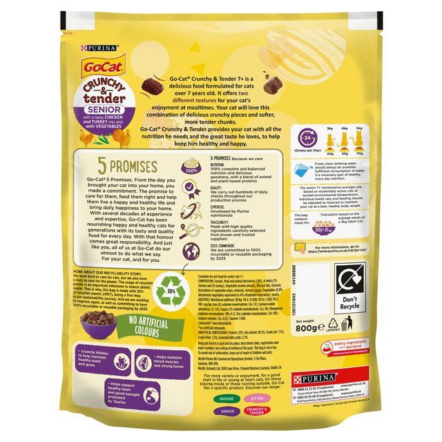 Go-Cat Crunchy & Tender Senior Chicken Dry Cat Food 800g