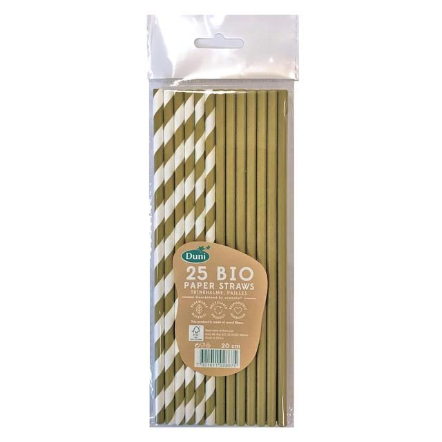 Gold & White Recyclable Bio Straws 25 per pack