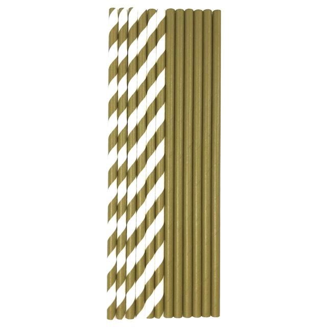 Gold & White Recyclable Bio Straws 25 per pack