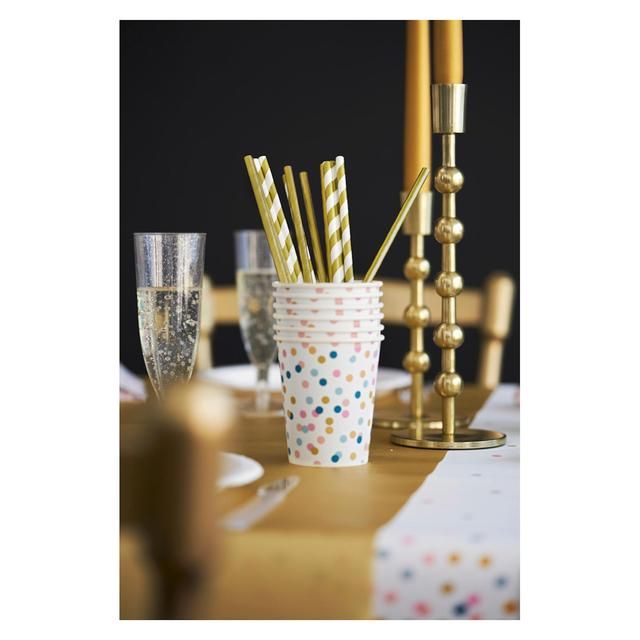 Gold & White Recyclable Bio Straws 25 per pack