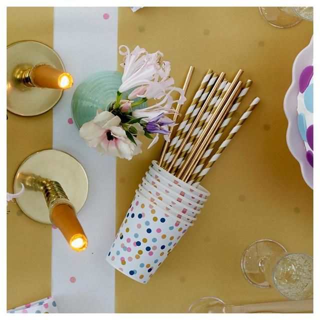 Gold & White Recyclable Bio Straws 25 per pack