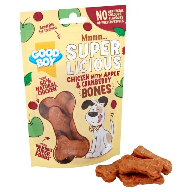 Good Boy Superlicious Chicken Apple & Cranberry Bone Dog Treats 100g