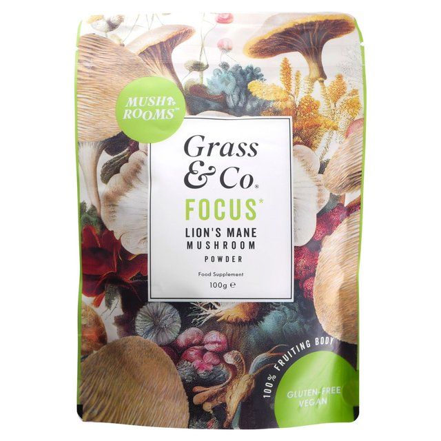 Grass & Co. FOCUS Lion's Mane Mushrooms Powder with Ginseng + Omega-3 100g