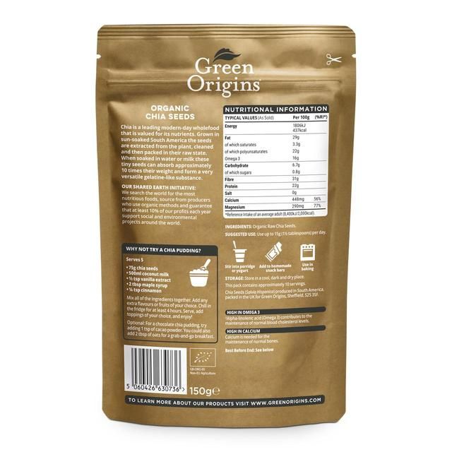 Green Origins Organic Chia Seeds (Raw) 150g