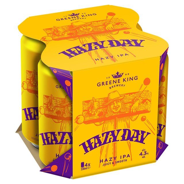 Greene King Hazy Day Hazy IPA 4.3% ABV Craft Beer Cans   4 x 330ml